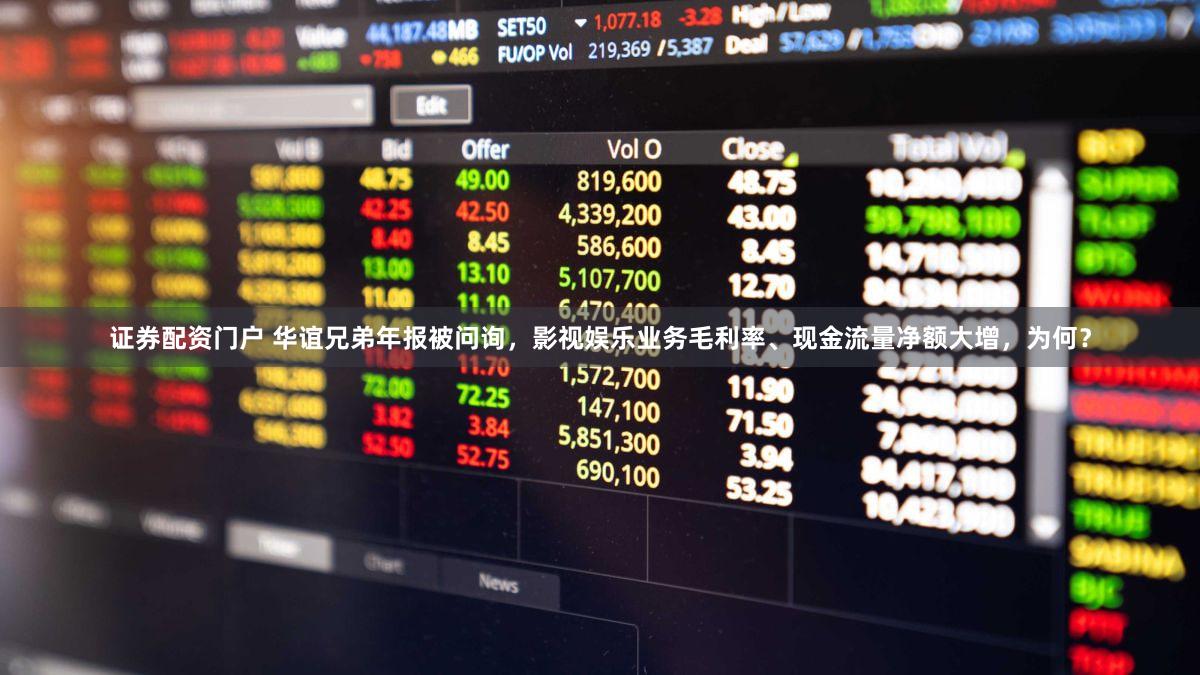 证券配资门户 华谊兄弟年报被问询，影视娱乐业务毛利率、现金流量净额大增，为何？